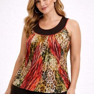 Tank Cami Leopard Top Rust Jungle Safari Racerback Going Out Mob Wife USA Size M